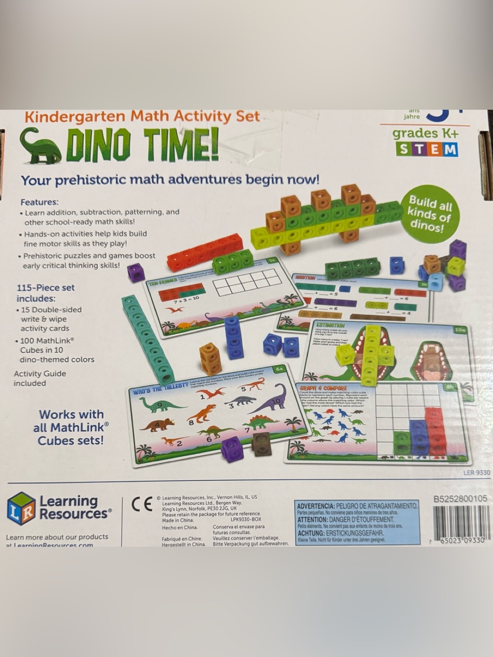 MathLink Cubes Dino Time! Kindergarten Math Activity Set - Picture 2 of 2
